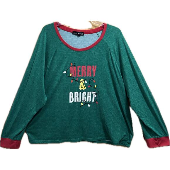 Derek Heart Green Festive Holiday Top Merry & Bright Women’s Size 3X - Picture 1 of 4